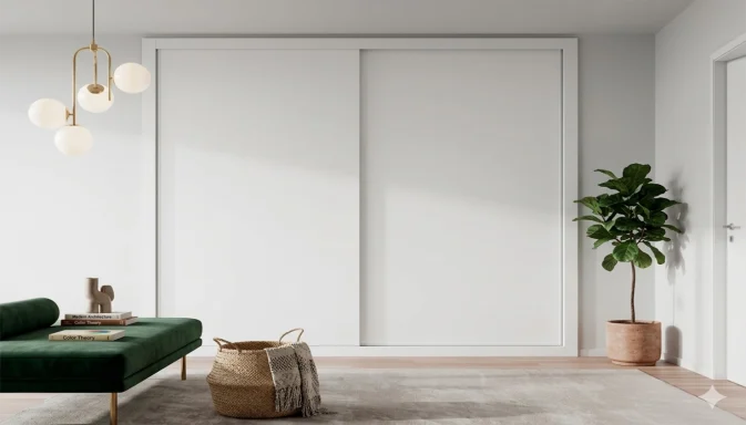 Frente de armario de puertas correderas en melamina blanca Lisa 