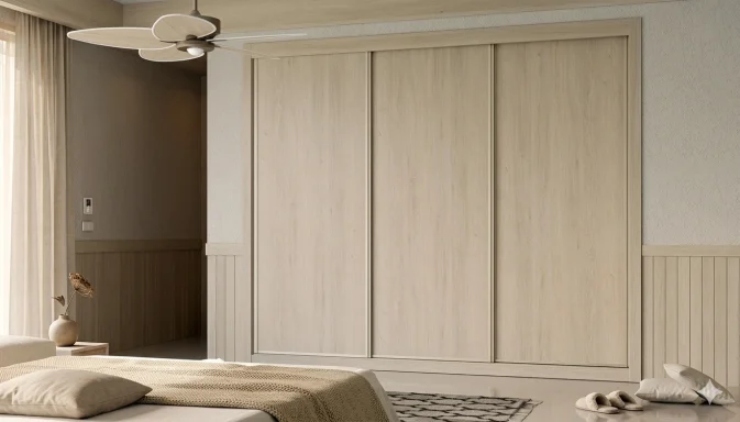 Frente de armario de puertas correderas en melamina diseño