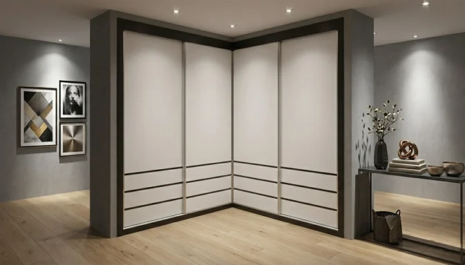 Frente de armario Combi en melamina con perfiles negros